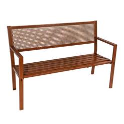 MALIBU TUBULAR STEEL BENCH CANED BA