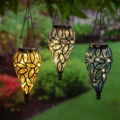 10.5" HANGING SOLAR LANTERN 3 ASST