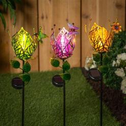 27" SOLAR STAKE BLOSSOMING BUDS C24