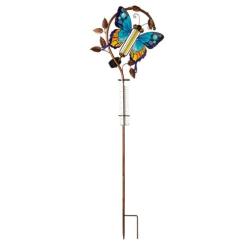 42" SOLAR RAIN GAUGE BLUE BRFLY C24