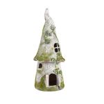 12" FAUX MOSS FAIRY COTTAGE STATUE - Image 2