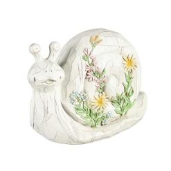 CARVED FLORAL STATUARY SNAIL