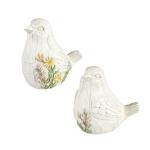 CARVED FLORAL STATUARY BIRDS