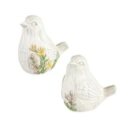 CARVED FLORAL STATUARY BIRDS