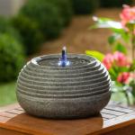 RIBBED BALL SAND STONE SOLAR FOUNTA