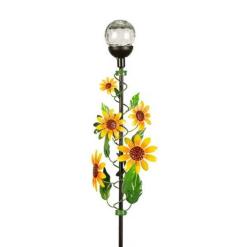 37" CRACKLED SUNFLOWER SOLAR STAKE