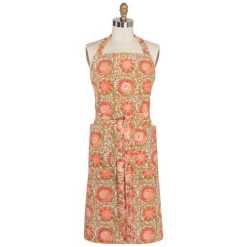 APRON BLOCK PRINT ZINNIA