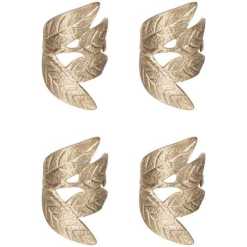 SET/4 NAPKIN RING FROND GOLD