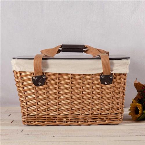 Image52.11800190_1 CANASTA WICKER BASKET BEIGE CANVAS - Image 1