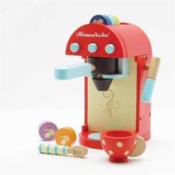 WOODEN TOY COFFEE MACHINE & PODS