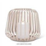 GOLD CAGE LANTERN W/LED CANDLE 6.5
